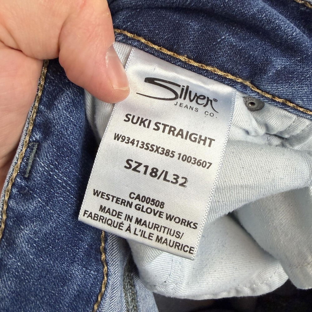 Silver Jeans Co Suki Straight Jeans Womens 18 Blue High Rise Stretch Denim - Picture 5 of 10